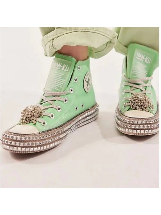 Free People Shoes - Nan Ku Free People Cruise Studded Hi Top Sneakers Spring Mint Green 40 US 10